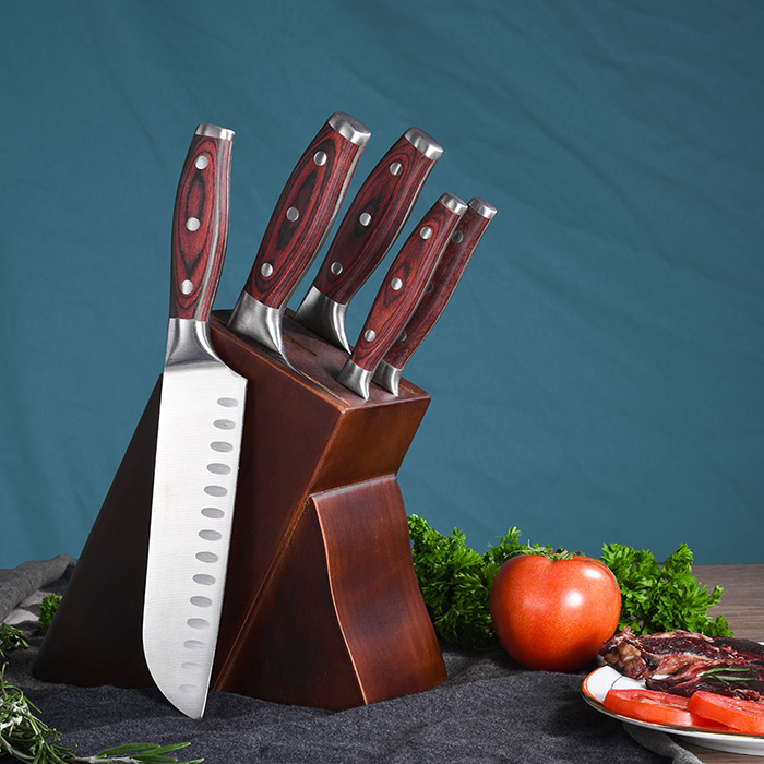 RUTIAI Full-Tang Pakkawood Cleaver Best Chopping Knife Set GM1604-06T