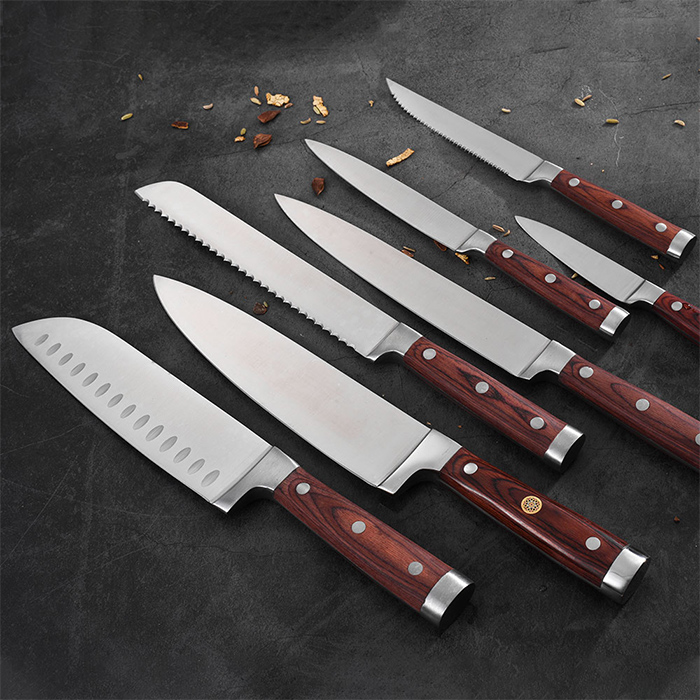 RUITAI X5Cr15MoV Steel cutlery knife set with Pakkawood Handle GM1712