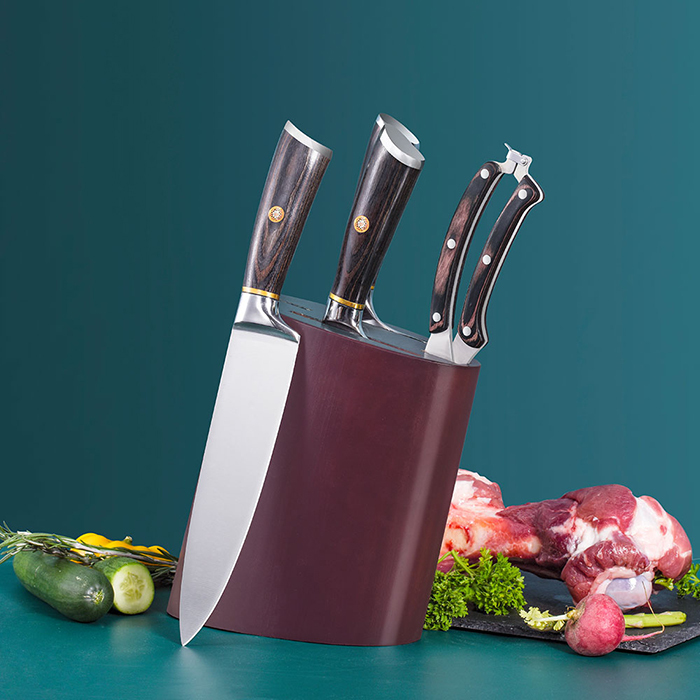 Kitchen Cleaver Knife Set Full-Tang Pakkawood Mosaic Rivet Ruitai GM1713-05T