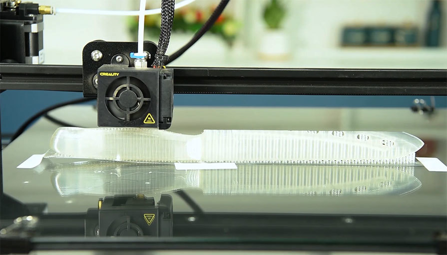 Our 3D printer helps clients print samples of newly designed chef knives