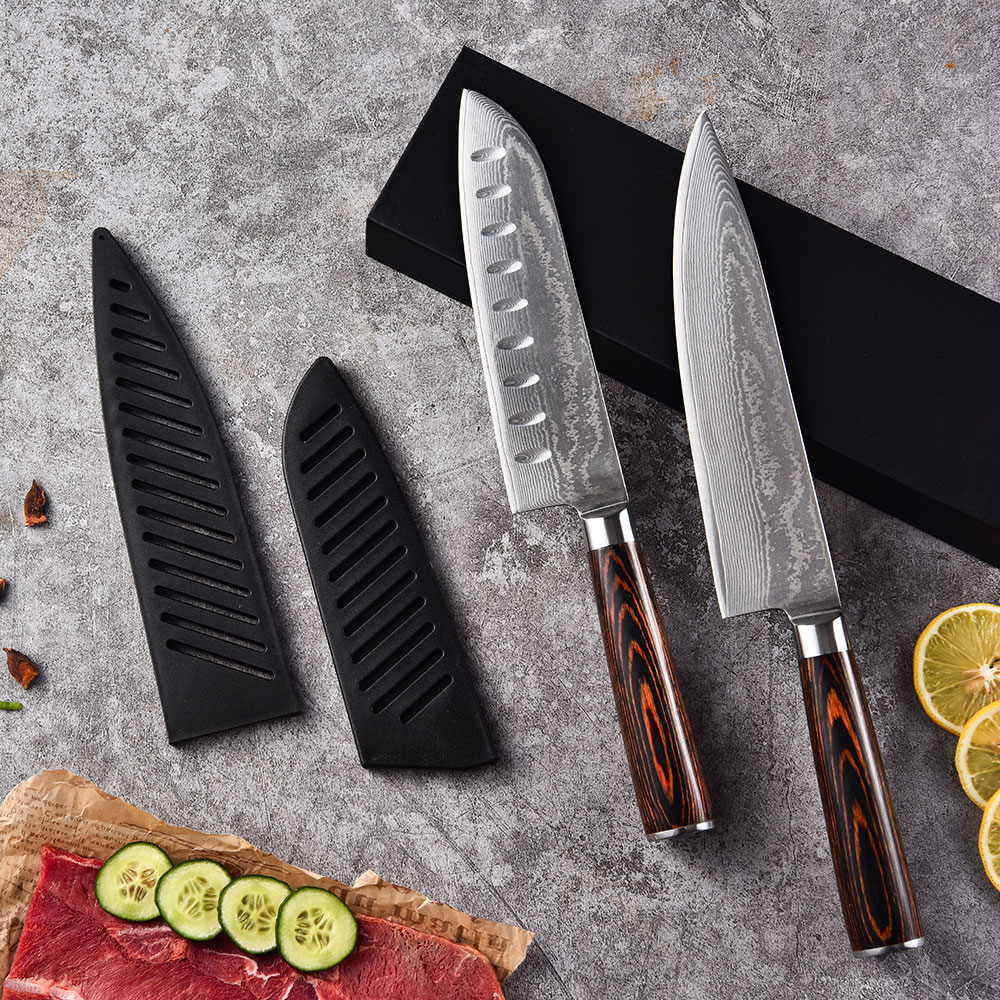 RUITAI Pakkawood professional kitchen knives damascus steel with cover WN59