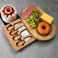 RUITAI wholesale oval bamboo cheese board set with four pieces cheese knives M708-05TO