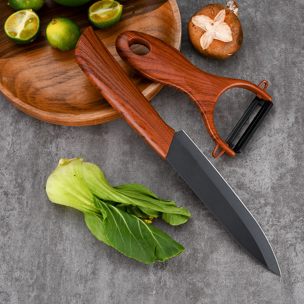 RUITAI Kitchen wood grain knife set 5 inch ceramic kitchen knives with ceramic planer WN41-02T-1