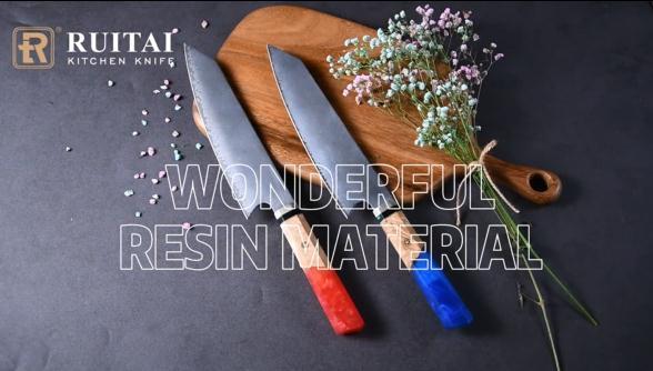 RUITAI Kiritsuke Chef Knife Damascus Japanese Kitchen Knife 8-inch Handcrafted Resin Wood Octagonal Handle M2065-02T