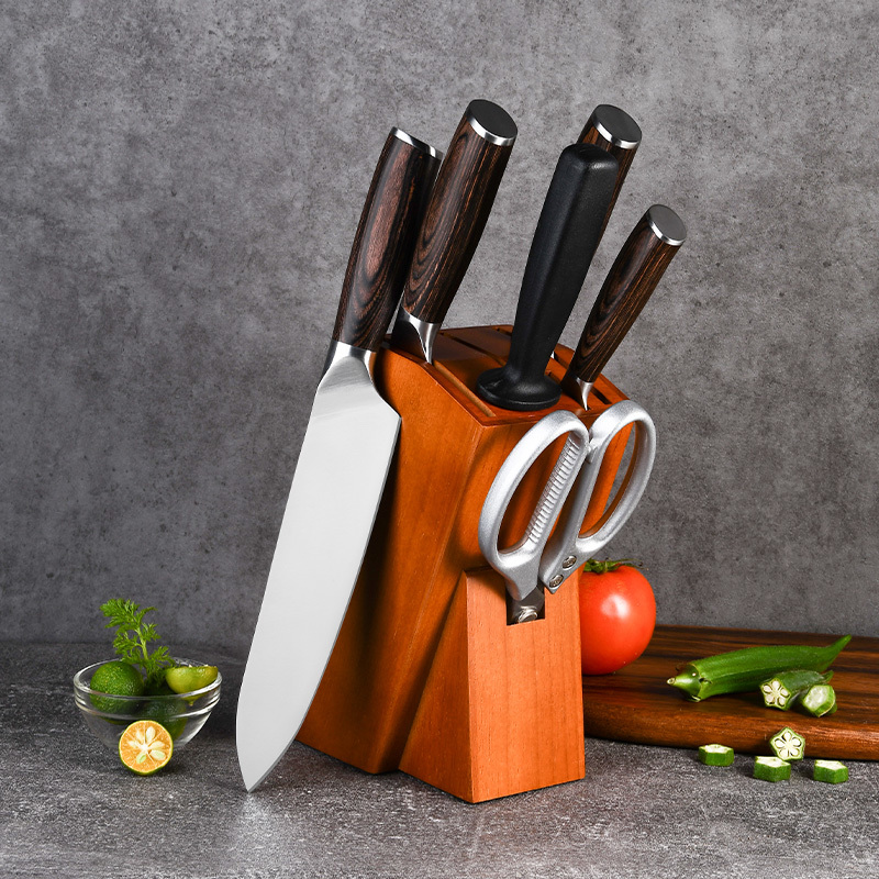 RUITAI Hot Sales Colorful Pakkawood Kitchen Knife Set with Wood Block WN20-07T-1
