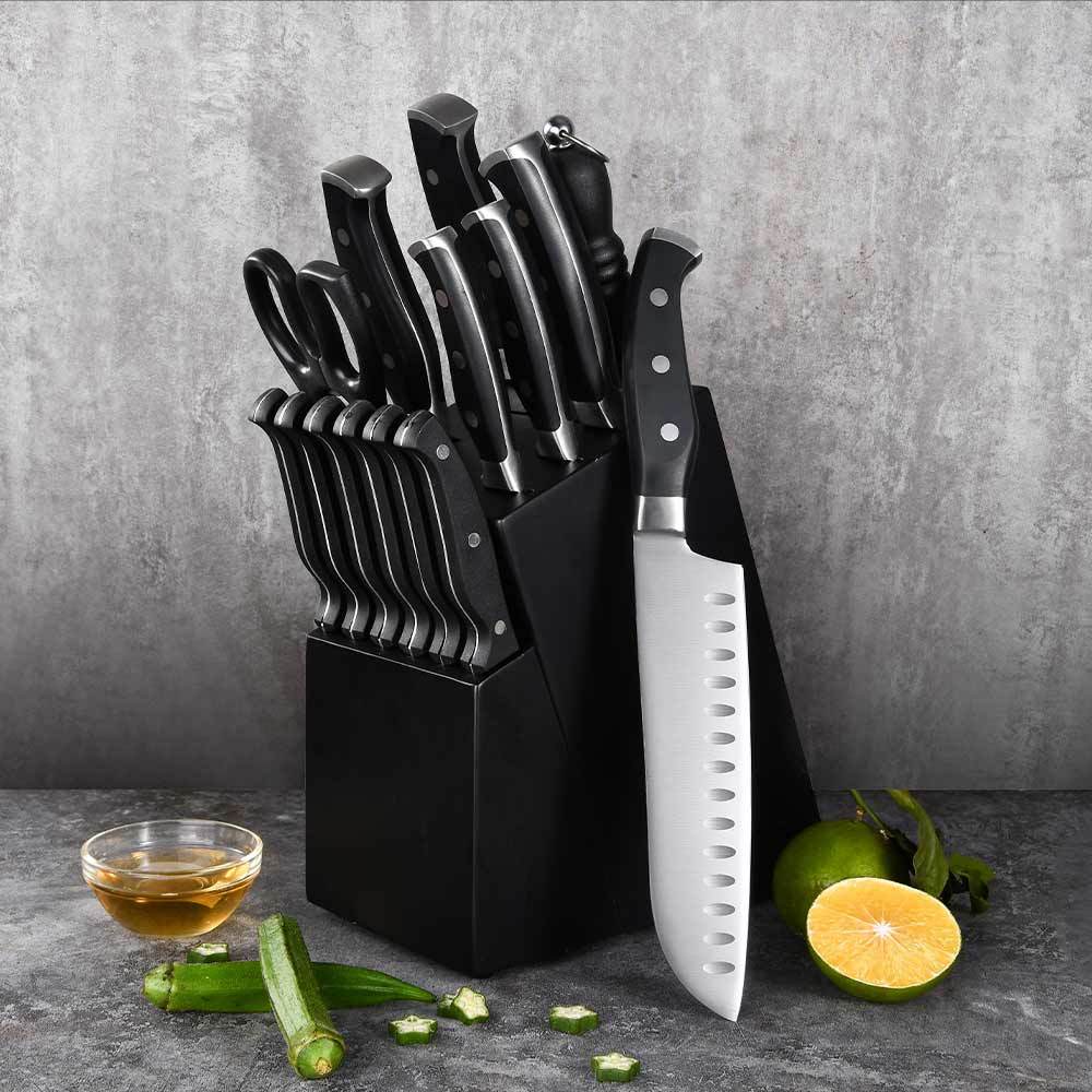 RUITAI  Classic Forged Triple Rivet Kitchen Knife Set With Wood Block GS906