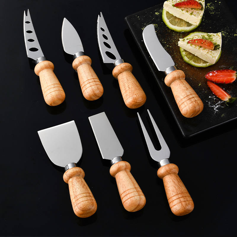 RUITAI Professional Fancy Gifts hot sales RTS stainless steel cheese knife blank set with acacia handle in stock WN84