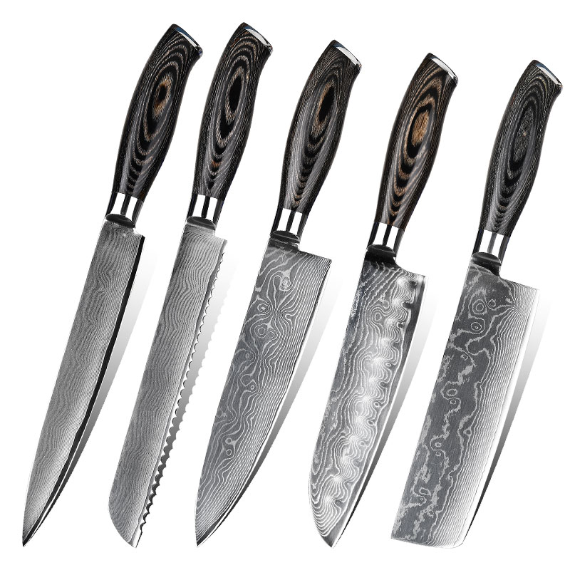 Ruita Professional OEM ダマスカス VG10 鋼包丁セット